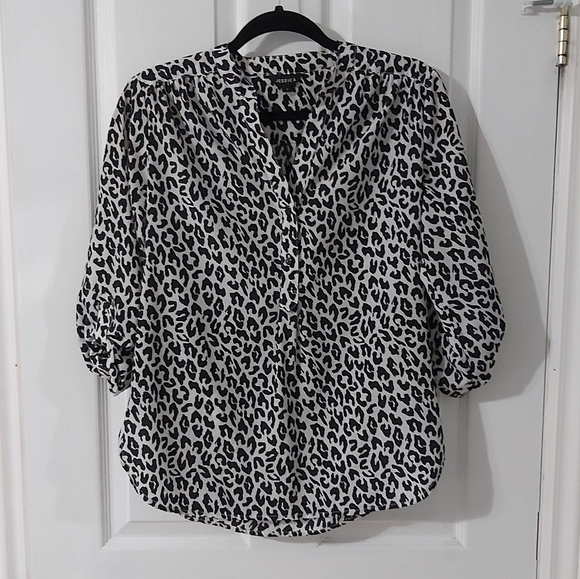 Black/white leopard print tunic - Picture 1 of 3